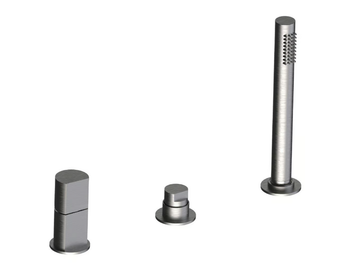 BORGIA 89028B - Deck mounted 3 hole stainless steel bathtub tap with hand shower by Rubinetterie Frattini - view 2